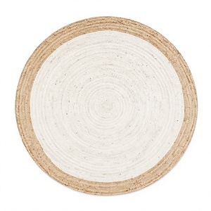 Tapis de porte rond en jacinthe d'eau fait main, antidérapant, motif puzzle bohème, extra épais pour usage domestique et extérieur (HC 20080) - Product Image 1
