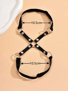 Ceinture en cuir élastique en forme de X avec boucle <span class=keywords><strong>ronde</strong></span> sexy, accessoires <span class=keywords><strong>pour</strong></span> les jambes, harnais <span class=keywords><strong>pour</strong></span> filles et femmes, gothique noir, punk, jarretière de cuisse - Product Image 6