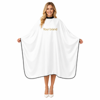 Cape de coiffure imperméable avec logo personnalisé, antistatique, respirante, pour salon de coiffure, noir et blanc