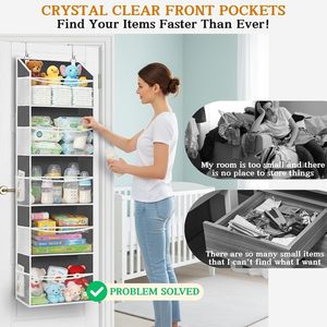 Organisateur de porte à 20 poches en tissu non tissé pour ranger les produits pour bébés et les vêtements, à accrocher derrière les portes ou sur les murs - Product Image 2