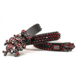 Cinturón de Lujo con Calaveras y Pedrería para Hombre y Mujer, Estilo Y2K Gótico Punk, Cinturón de Cuero PU con Calaveras y Cristales, Cinturón Brillante con Diamantes - Product Image 6