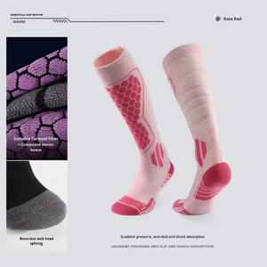 Chaussettes de ski en laine personnalisées avec logo – Chaussettes de sport d'hiver chaudes et douces en tissu éponge pour l'extérieur - Product Image 3