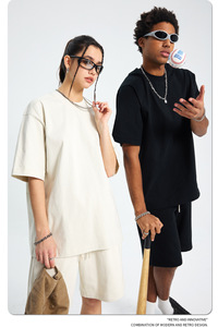 定制标志重棉短袖男式t恤落肩DTF风格100% 棉街装服装宽松上衣 - Product Image 4