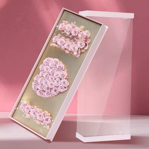 Luxury Clear flower Paper Box I Love You Square Shaped MOM Flower Boxes