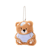 Pendentif en peluche ours rayé doux et mignon, porte-clés adorable ours brun de dessin animé, breloque de sac, cadeau
