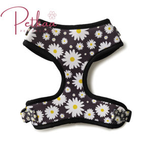Harnes anjing pribadi kelas atas Logo khusus dan cetak pola bunga aster putih hitam <span class=keywords><strong>Harness</strong></span> dan Set tali untuk OEM ODM - Product Image 4