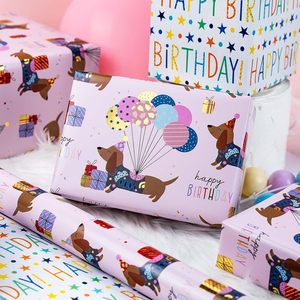 Birthday Dog Wrapping Paper 17in x 32.8ft Reversible Gift Wrap For Craft And Parties - Product Image 3
