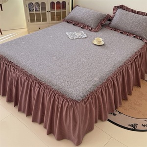 Falda <span class=keywords><strong>de</strong></span> <span class=keywords><strong>cama</strong></span> <span class=keywords><strong>de</strong></span> una sola pieza <span class=keywords><strong>de</strong></span> algodón perlado lavado tipo A, Protector <span class=keywords><strong>de</strong></span> colchón <span class=keywords><strong>de</strong></span> hilo <span class=keywords><strong>de</strong></span> doble capa, juego <span class=keywords><strong>de</strong></span> sábanas <span class=keywords><strong>de</strong></span> tres piezas - Product Image 2