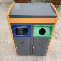 Poubelle de tri des déchets en métal à double compartiment, 2 fentes, bac à déchets commercial pour extérieur, parc, rue