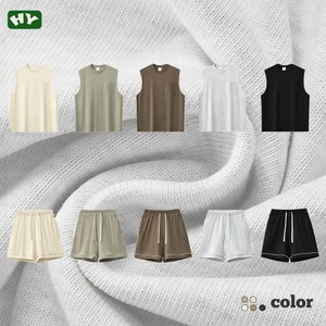 100% pantaloncini da Jogger in cotone Set canotta e Shorts 2 pezzi Set Casual estivo abbigliamento Private Label per uomo - Product Image 2