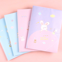 Diario para Estudiantes, Diseño de Conejo Espacial, Cuaderno de PVC con Cierre de Botón, Papel Rayado de 80g, Agradable para la Vista, Personalización OEM Disponible