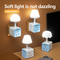 Prise multiple SUZHERM Cube Magique Lumineux Coloré, 3 prises britanniques, 2 ports USB, 2 ports Type-C