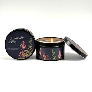 Bougie parfumée artisanale en gros sous marque privée, en boîte métallique, <span class=keywords><strong>Amaryllis</strong></span> & Figue Naturelle, pour les fêtes, Diwali, les voyages et les spas - Product Image 2