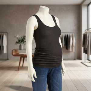 Camiseta sin mangas cómoda y versátil con cuello profundo para maternidad y embarazo, cuello redondo Sexy para mujeres embarazadas y niñas, tela de punto - Product Image 3