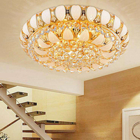 Lustre de plafond en cristal de luxe, en métal, rond, à plusieurs niveaux, classique, pour hôtel, villa, salon, salle à manger