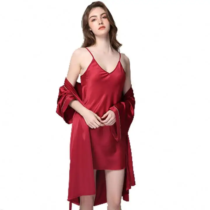 2023 Wholesale Fashion Women's Sleepwear Sexy Dress Satin Silk Pajamas Set