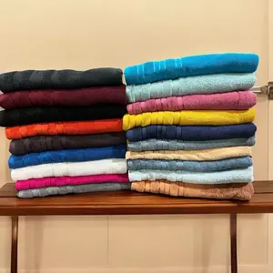 10 toallas de baño rectangulares 100% algodón de color liso absorbentes para adultos - Product Image 3