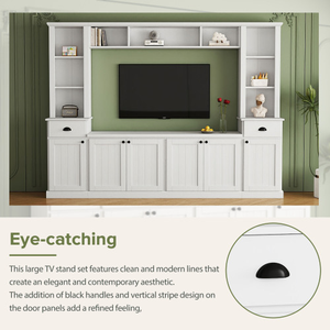 Set di Mobili da Parete con Ponte Porta <span class=keywords><strong>TV</strong></span> per <span class=keywords><strong>TV</strong></span> fino a 75'', <span class=keywords><strong>Mobile</strong></span> <span class=keywords><strong>TV</strong></span> con Spazio di Archiviazione e Ripiani Regolabili, Grande Console Multimediale Modernista - Product Image 5