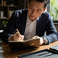 Ensemble cadeau carnet A5 et stylo en cuir PU, logo personnalisé, gaufrage doré, OEM, vente en gros, cadeau d'entreprise