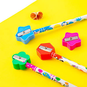 Afilador de lápices de plástico para niños, afilador de lápices rectangular personalizado con forma de <span class=keywords><strong>flor</strong></span> y Estrella, regalo promocional - Product Image 3