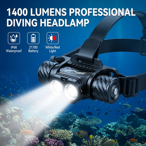 Lampe frontale portable 1400LM, batterie lithium-ion, <span class=keywords><strong>base</strong></span> G9, étanche IP68, lumière LED rechargeable pour la plongée sous-marine, le <span class=keywords><strong>camping</strong></span> - Product Image 3