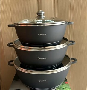 Ensemble de 6 casseroles de haute qualité antiadhésives avec revêtement en granit, en aluminium forgé, 32, 36, 40 cm, ensembles de casseroles de luxe - Product Image 3