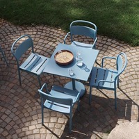 Ensemble de table à manger d'extérieur moderne et durable en aluminium, résistant aux intempéries, léger, pour usage commercial, scolaire et hospitalier