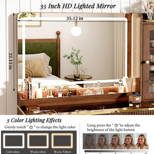 Coiffeuse haut de gamme de 47 pouces <span class=keywords><strong>avec</strong></span> miroir LED à commande tactile, 5 tiroirs, organisateur de rangement, prises de courant intégrées pour les outils de coiffure - Product Image 4