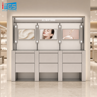 Konter Display Kosmetik Modular OEM dengan Layar LCD Terintegrasi dan Header Bercahaya Khusus untuk Toko Merek