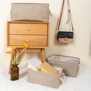 Linen EVA Storage <b>Basket</b> Rectangle Gray Washable Clothing Organizer <b>Wardrobe</b> Storage Box - Product Image 1
