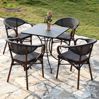 Chaise en maille Teslin d'extérieur empilable en aluminium moderne, nouvelle arrivée de Happy Life Furniture, chaise en rotin colorée pour patio, jardin, cuisine, hall