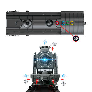 2024 nuevo montaje DIY ranura de plástico vehículo ferroviario <span class=keywords><strong>locomotora</strong></span> modelos música eléctrica pista ligera tren de humo juguete - Product Image 2