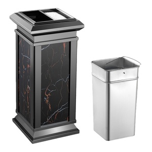 Cubo de basura de acero inoxidable para área pública, cubo de basura duradero de gran capacidad, contenedor de basura moderno para oficina de <span class=keywords><strong>Hotel</strong></span> y centro comercial - Product Image 2