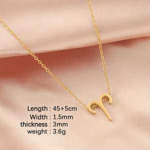 2023 superventas 12 signos del zodiaco colgante collar 18K chapado en oro de acero inoxidable encanto <span class=keywords><strong>para</strong></span> mujer - Product Image 5