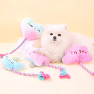Juguetes Masticables para Perros de Peluche Suave con Sonido, Cuerda de Algodón con Diseño de Nube, Luna y Estrella para Entrenar a tu Amigo Peludo - Product Image 1