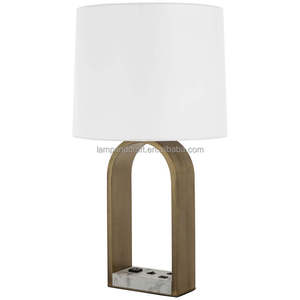 Green Metal Hotel Desk <b>Lamp</b> with Switch and Power Outlet in the Base for Home Decor Bedroom Hotel Lobby Hotel Guestroom - Product Image 3