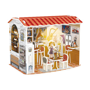 Rompecabezas de ensamblaje en oferta, productos de rompecabezas con luces LED, diseño de bricolaje, juguete de rompecabezas, microcabaña, <span class=keywords><strong>bar</strong></span>, rompecabezas 3D para niños - Product Image 3