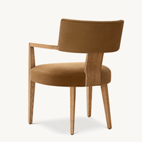 Fauteuil personnalisable en tissu coloré avec structure en bois massif, chaises de salle à manger en tissu pour la maison