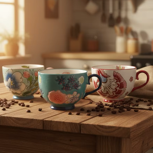 Taza de Café de Cerámica de Porcelana de Estilo Europeo de 10 oz y 300 ml, con un Lindo Diseño Floral, Apta para Microondas y Lavavajillas - Product Image 4
