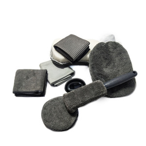 Car Detailing Kit 8-Piece Microfiber Wash Towels Sponges Waxing Pads <b>Wheel</b> <b>Brushes</b> Set - Product Image 1