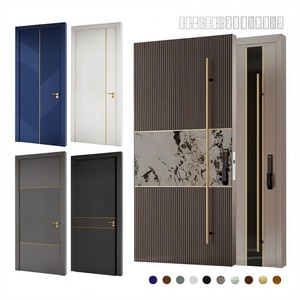 Porte pivotante intelligente extérieure en bois massif de luxe, antivol et sécurisée, pour entrée principale moderne d'appartement, salon ou villa - Product Image 4