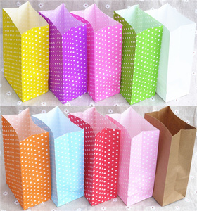 New paper bag mini Stand up Colorful Polka Dot Bags 18x9x6cm Favor Open Top Gift Packing paper Treat gift Bag wholesale