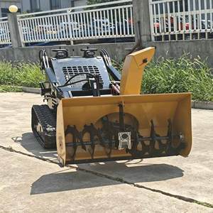 Mini-chargeuse compacte sur chenilles avec souffleuse à neige puissante pour le nettoyage des allées de jardin, capacité de 800 kg, manutention de matériaux robuste - Product Image 3