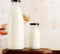 Usine vente 250ml500ml verre yaourt lait thé bouteilles bouteilles de jus couvercle en fer lait bouteilles en verre