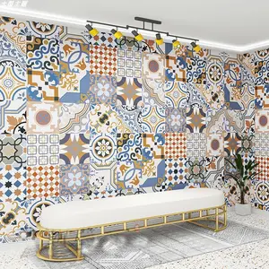 Marokkaanse Decoratie Behang Etnische Stijl Hotel Slaapkamer Woonkamer Achtergrond Bohemian Stijl Tegelpatroon Behang