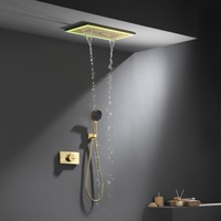 Ensemble de douche encastrable dissimulé en laiton poli à poignée unique contemporain Robinets en céramique souple/pluie/jet pour hôtels et villas