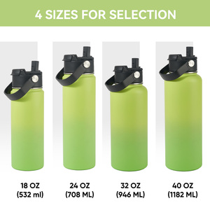 Botella de Agua Deportiva 2 en 1 con Tapa y Pajita Abatible, Triple Pared, Antideslizante, Aislada al Vacío, a Prueba de Fugas, de Acero Inoxidable de Grado Alimenticio - Product Image 6