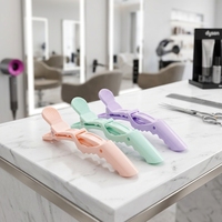 Vente en gros de pinces à cheveux en plastique multicolores antidérapantes durables et réutilisables pour salon professionnel, avec poignée ergonomique incurvée, personnalisables