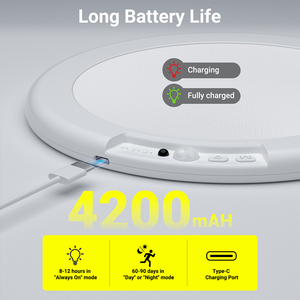 Rechargeable Motion Sensor Smart LED Ceiling <strong>Light</strong> <strong>PIR</strong> Sensor White Shade Magnetic Suction Installation Modern Design ABS - Product Image 2