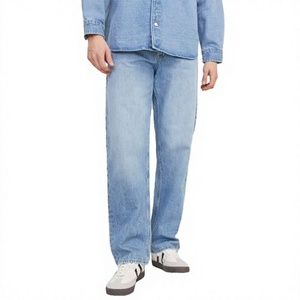 Jean décontracté pour homme, coupe droite, taille mi-haute, respirant, en denim délavé et déchiré, idéal pour l'été - Product Image 2